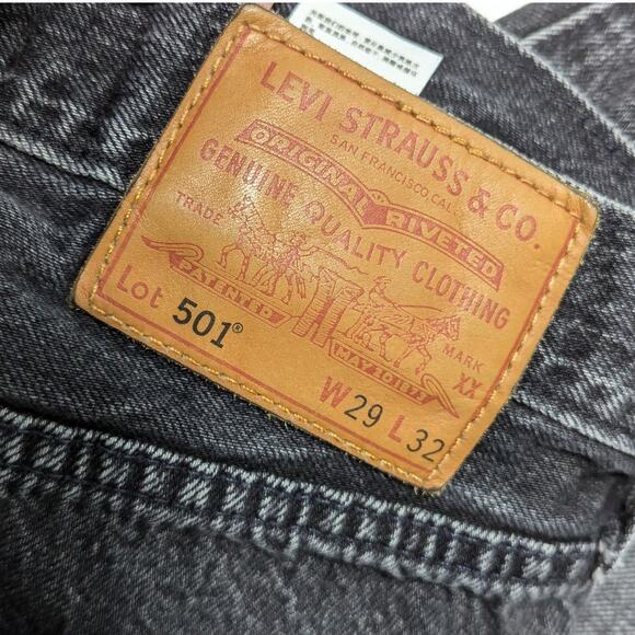 Levi's Premium 501 Jeans Straight Leg Denim Charcoal Black Gray Button Fly 29 - Picture 5 of 6